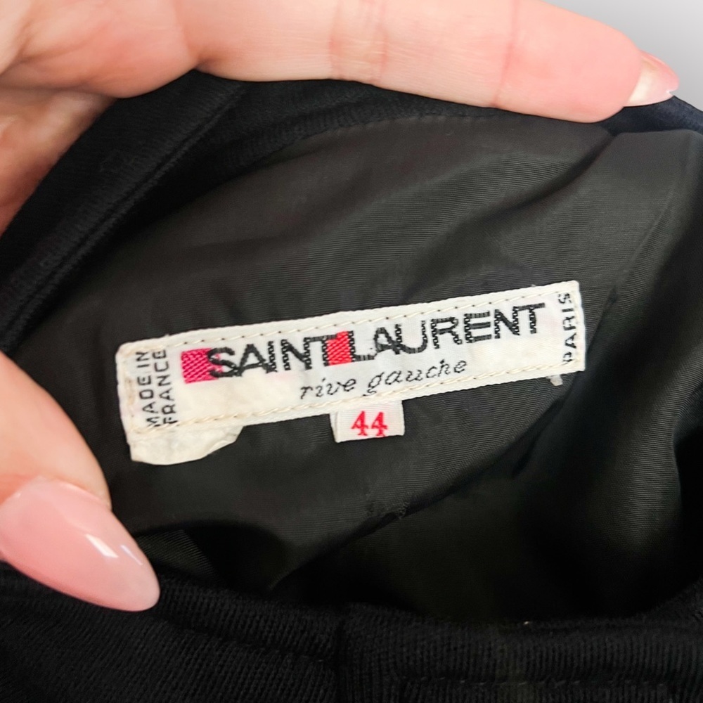 SAINT LAURENT Vtg Black Gold Button Sweater Top (Sz 44) - Picture 4 of 5